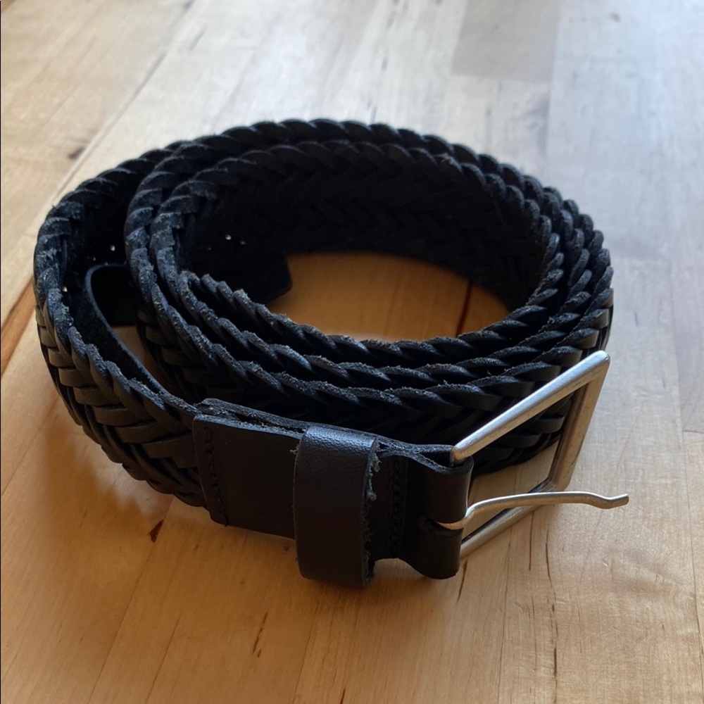 COS Black Braided Leather Belt